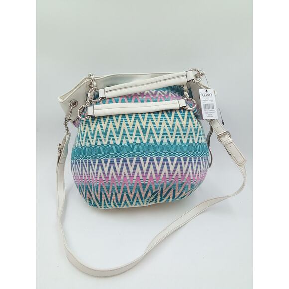NWT Large XOXO Tote Shoulder Bag Mosaic Stripes 14"x14" - Picture 1 of 4